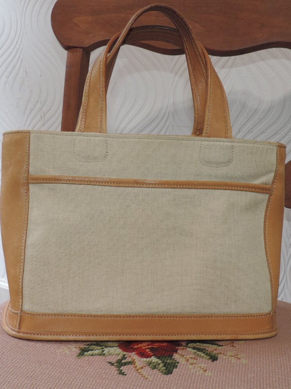 COACH Canvas Bleeker Satchel Beige/Camel 1999 Vintage Style #6121
